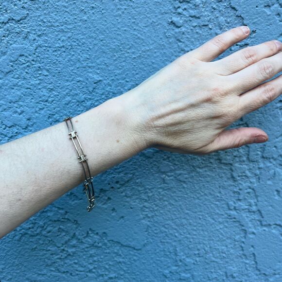 Vintage Silver Tennis Bracelet Gate Link Bracelet Vintage Modern Jewelry Gift - Picture 7 of 13